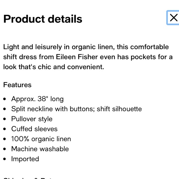 Eileen Fisher Organic Black & Blue Linen Shift Dress SP - Picture 3 of 7